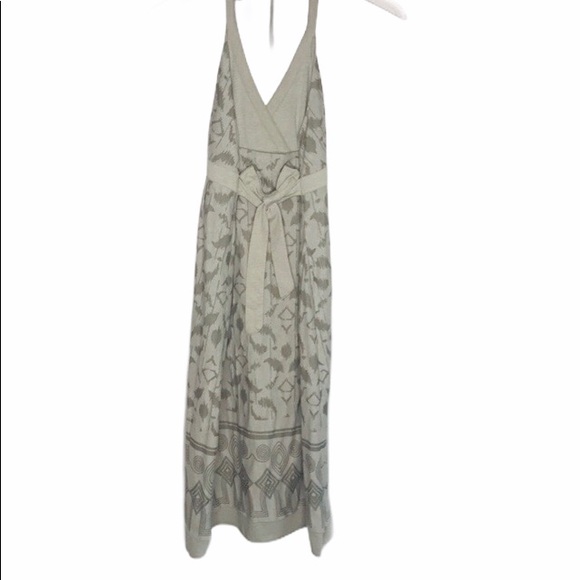 Athleta Gray Halter Tie-Back Maxi Dress Boho Aztec Print Size Small - Picture 6 of 13